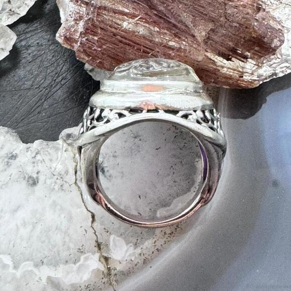 Carolyn Pollack Sterling Oval Amethyst & Carved Clear Quartz Doublet Ring Sz 6 - Picture 8 of 10